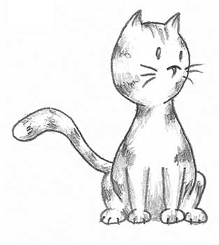 Cara menggambar Kucing, Anak Kucing dan Sketsanya - Elmu.web.id